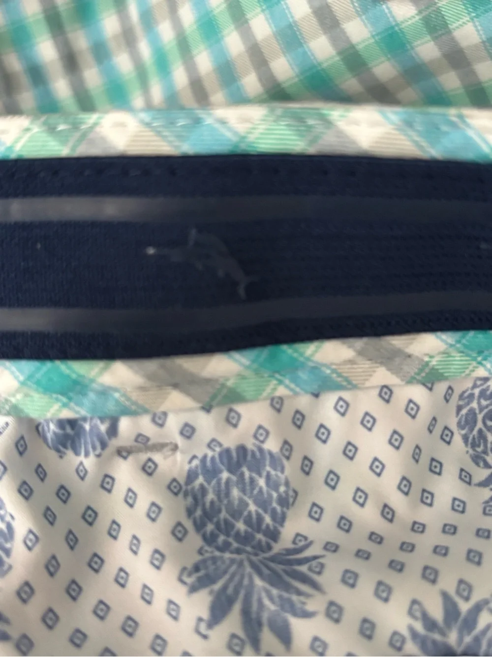Tommy Bahama Top Deck Check Shorts Performance Stretch Blue Plaid Men's 42